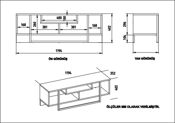 Kalune Design TV stolek ASAL 120 cm dub/bílý/černý