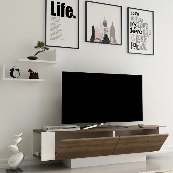 TV stolík Matera - Walnut, White