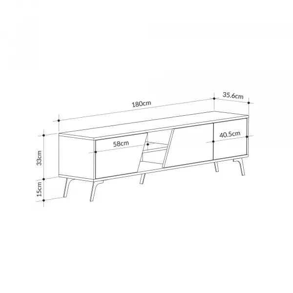 TV stolík Houseland FIONA 180 cm biely/dub safírový