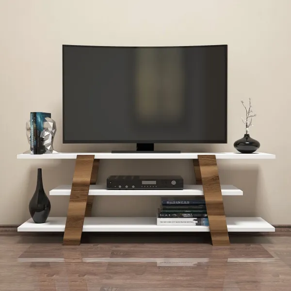 Kalune Design TV stolek FLOWER 120 cm bílý/ořech