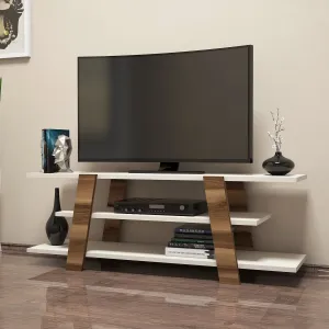 TV stolík Flower - Walnut, Cream