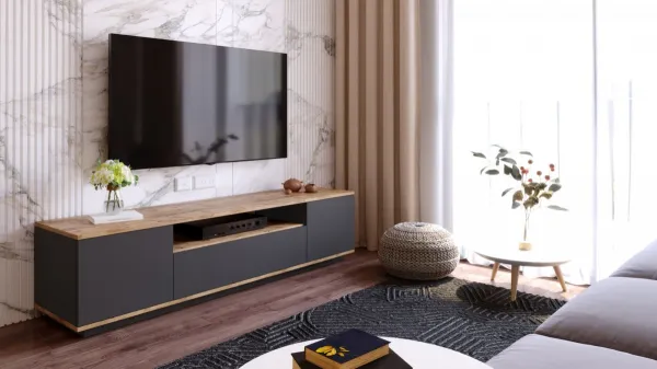 Hanah Home TV stolek FREE 7 180 cm borovice/antracitový