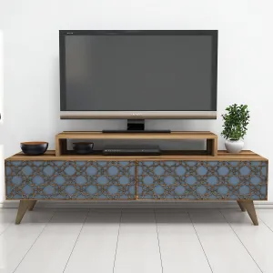 Kalune Design TV stolek CITY 140 cm ořech/modrý