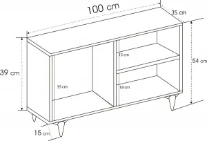 Kalune Design TV stolík ZISINO 100 cm antracitový