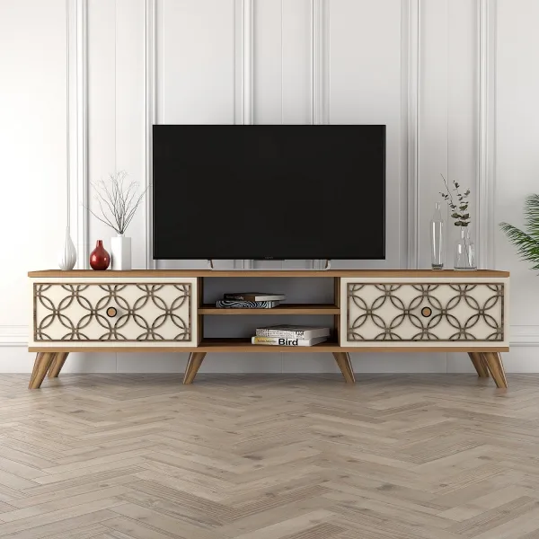TV stolík Class - Walnut, Cream