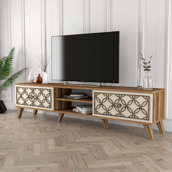 TV stolík Class - Walnut, Cream