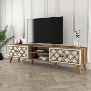 TV stolík Class - Walnut, Cream