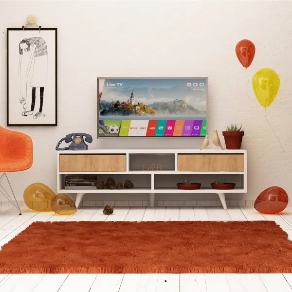 Kalune Design TV stolek ANGOLA 140 cm bílý/dub