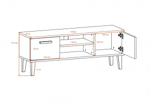 Kocot kids TV stolek DENVER 120 cm šedý/dub hickory