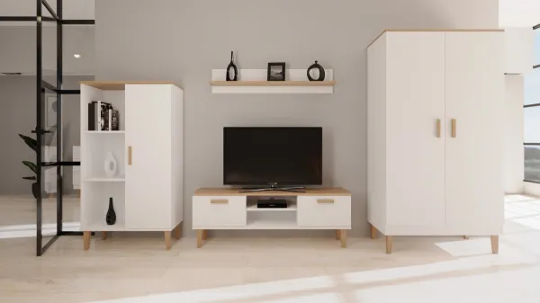 Kocot kids TV stolík DENVER 120 cm biely/dub hickory