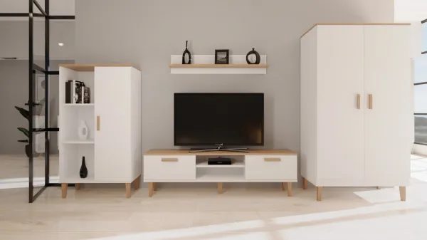 Kocot kids TV stolík DENVER 160 cm biely/dub hickory