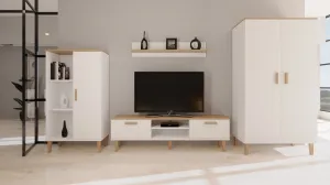 Kocot kids TV stolík DENVER 160 cm biely/dub hickory
