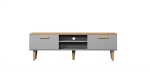 Kocot kids TV stolek DENVER 160 cm šedý/dub hickory