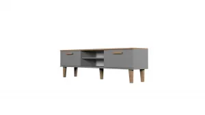 Kocot kids TV stolek DENVER 160 cm šedý/dub hickory