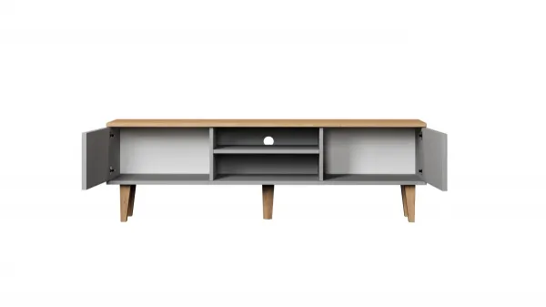 Kocot kids TV stolek DENVER 160 cm šedý/dub hickory