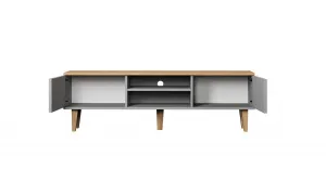 Kocot kids TV stolek DENVER 160 cm šedý/dub hickory