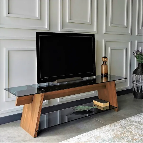 Kalune Design TV stolek TV201 158 cm ořech/černý
