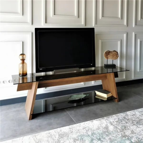 Kalune Design TV stolek TV201 158 cm ořech/černý