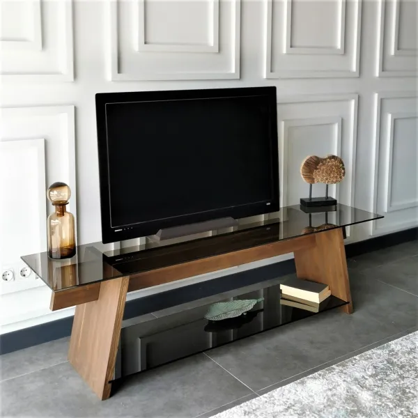 Kalune Design TV stolek TV201 158 cm ořech/černý