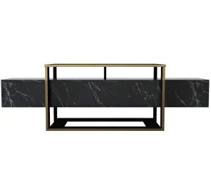 Hanah Home TV stolík Bianco čierny/zlatý