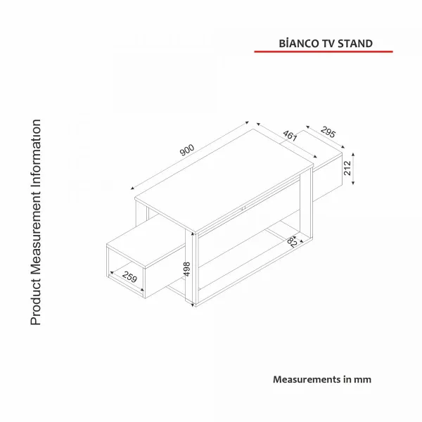 Hanah Home TV stolík Bianco čierny/zlatý