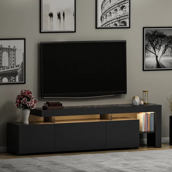 Hanah Home TV stolík Beliz s LED osvetlením antracit