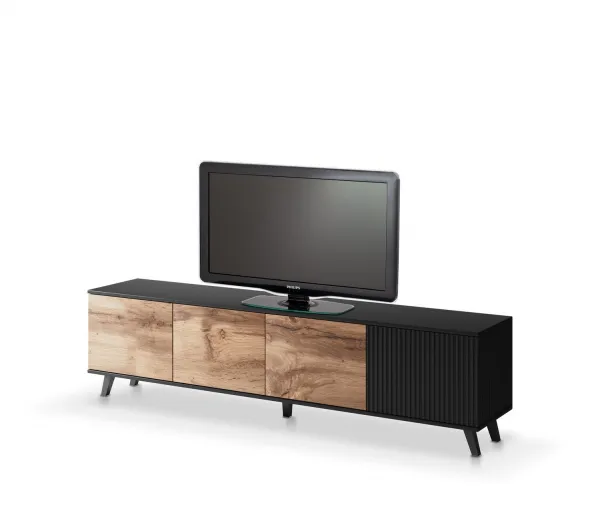 HALMAR TV stolík RANDOM 200 cm dub wotan/čierny