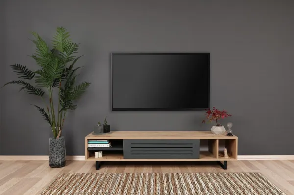 Hanah Home TV stolík Zafir 160 cm antracit/hnedý