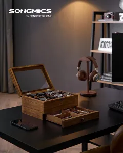 SONGMICS Úložný box na hodinky Vrangle hnedý