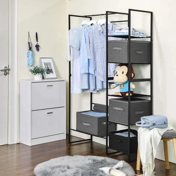 SONGMICS Úložné boxy s vekom Tripas sivé