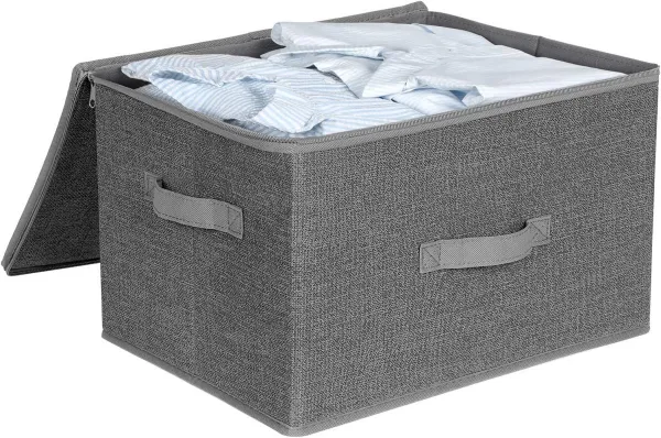 SONGMICS Úložné boxy s vekom Tripas sivé