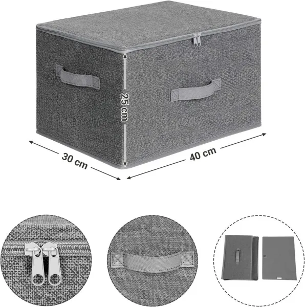 SONGMICS Úložné boxy s vekom Tripas sivé