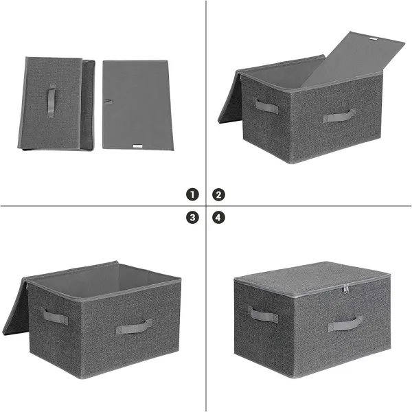 SONGMICS Úložné boxy s vekom Tripas sivé