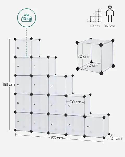 SONGMICS Uzavretý policový regál Nerato 123 cm číry