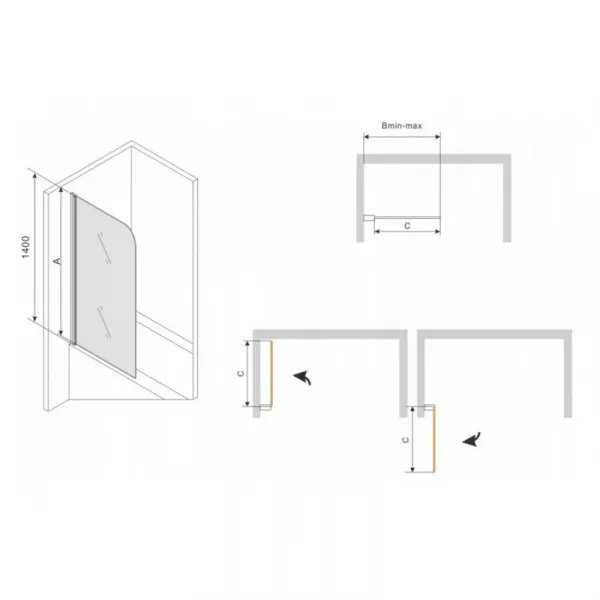 Vana Mexen Cube 170x80 cm s panelem bílá + jednokřídlá zástěna pohyblivá 80 x 140 cm III čirá/černá