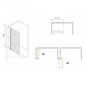 Vana Mexen Cube 170x80 cm s panelem bílá + jednokřídlá zástěna pohyblivá 80 x 140 cm III čirá/černá
