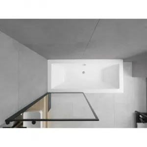Vana Mexen Cube 170x80 cm s panelem bílá + jednokřídlá zástěna pohyblivá 80 x 140 cm černá/černá