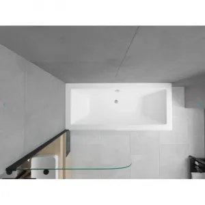 Vana Mexen Cube 170x80 cm s panelem bílá + jednokřídlá zástěna pohyblivá 80 x 140 cm III čirá/černá