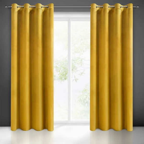 DekorStyle Velúrový záves MELANIE 140x250 cm horčičný odtieň