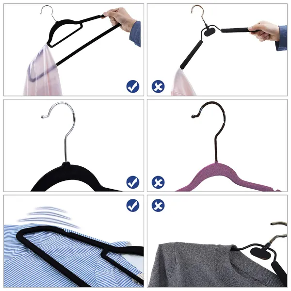 SONGMICS Ramienka na šaty čierne 45 cm 50 ks