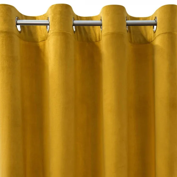 DekorStyle Velúrový záves MELANIE 140x250 cm horčičný odtieň
