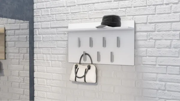 TP Living Vešiak na odevy s policou 2F matne biely