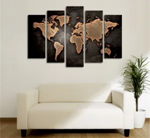 Hanah Home Viacdielny obraz WORLD BLACK 105x70 cm