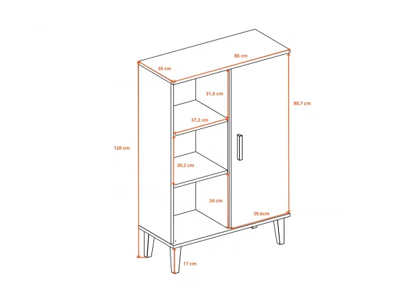 Kocot kids Vitrína DENVER 120 cm bielý/dub hickory