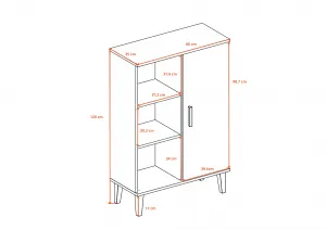 Kocot kids Vitrína DENVER 120 cm bielý/dub hickory