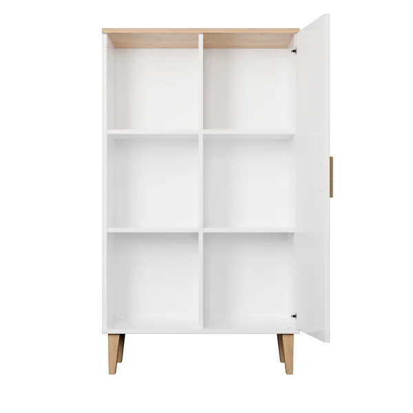 Kocot kids Vitrína DENVER 120 cm bielý/dub hickory