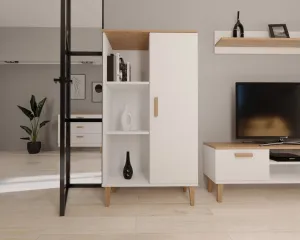 Kocot kids Vitrína DENVER 120 cm bielý/dub hickory