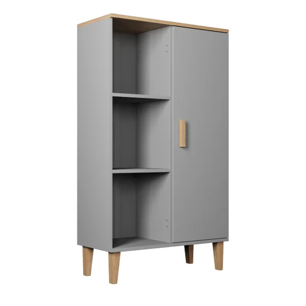Kocot kids Vitrína DENVER 120 cm šedý/dub hickory