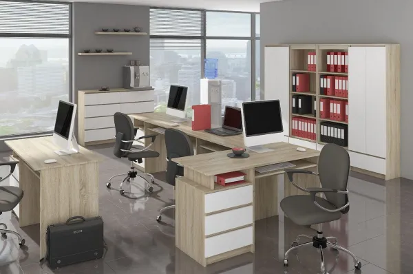 Ak furniture Volně stojící psací stůl CLP 135 cm dub sonoma/bílý