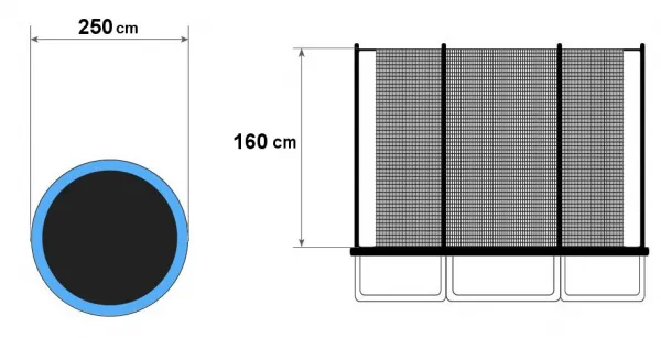Bezpečnostná sieť vnútornej trampolíny 244 - 250cm 8ft/6